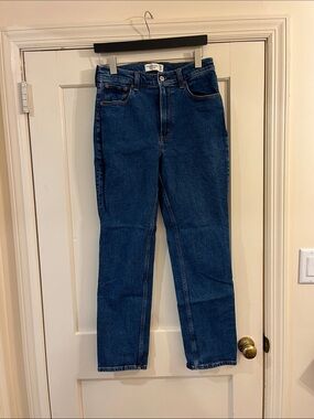 Abercrombie & Fitch Ankle Straight Leg Ultra High Waist Jeans - Deep Blue